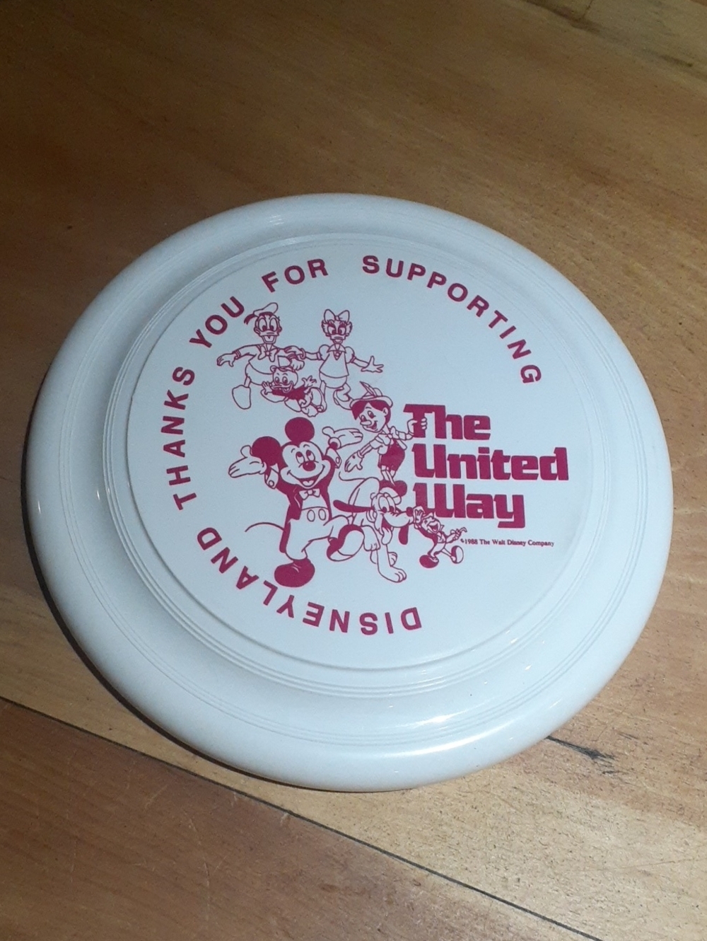 Vintage Disneyland Souvenir United Way Thanks For Your Support Frisbee - Picture 1 of 4